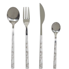 MENAGERE 16 PIECES EN INOX EFFET MARBRE