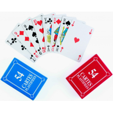 JEU DE 54 CARTES PLASTIFIEES BLEU OU ROUGE
