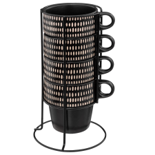 LOT DE 4 MUGS ETHNIKAA 25CL EN CERAMIQUE NOIR