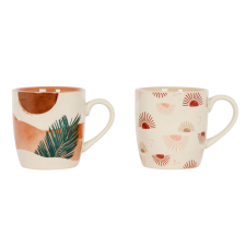 LOT DE 2 MUGS EN PORCELAINE 30CL TERRACOTTA ET VERT
