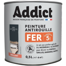 PEINTURE FER ADDICT ADD112726 - GLYCERO ANTIROUILLE - 0.5L - GRIS
