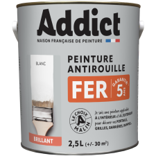PEINTURE FER ADDICT ADD111392 - GLYCERO ANTIROUILLE - 2.5L BLANC PUR