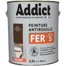 PEINTURE FER ADDICT - GLYCERO ANTIROUILLE - 2.5L BRUN NOYER - RAL 8011
