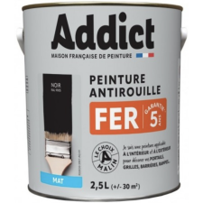 PEINTURE FER ADDICT ADD112729 - GLYCERO ANTIROUILLE - 2.5L - NOIR MAT