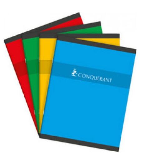 CAHIER DE DEVOIRS CONQUERANT 17x22CM GRANDS CARREAUX SEYES 192 PAGES