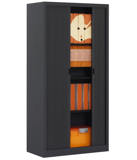 ARMOIRE DEMONTABLE CLASS'120 A RIDEAUX 3TABLETTES 198x120 ANTHARACITE/HETRE