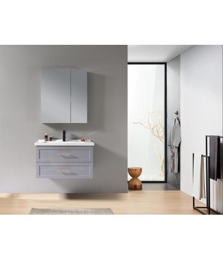 MEUBLE SALLE DE BAIN SIMPLE VASQUE AVEC MIROIR RANGEMENT - ALICE NOIR (COPIE)