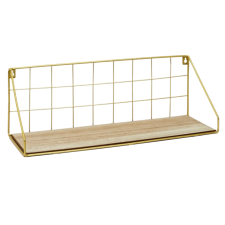 ETAGERE MURALE RECTANGLE EN METAL DOREE