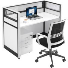 BUREAU COMPTOIR 45-1-TIROIR AMOVIBLE 1200X600X1100 NOIR BLANC