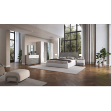 CHAMBRE A COUCHER HENRY LIT 180X200 GRIS BLANC