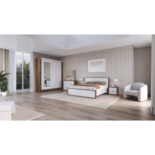 CHAMBRE A COUCHER VALENCIA LIT 180X200 BLANC ET BOIS CLAIR