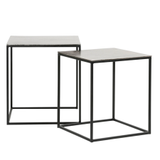 LOT DE 2 TABLES D'APPOINT ESKELA EN ALUMINIUM ET FER NOIR