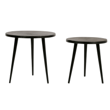 LOT DE 2 TABLES BASSES D47-38CM BRONZE ET NOIR