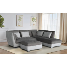 CANAPE AVEC OTTOMAN DROIT- V1111- GRIS
