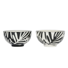 LOT DE 2 BOLS ARTY FOLK EN GRES 65CL BLANC ET NOIR