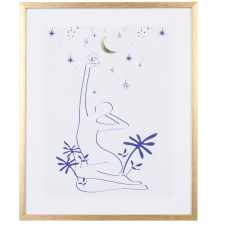 CADRE DECO FEMME BLEU ET D'OR 42X52CM