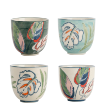 LOT DE 4 GOBELETS EN GRES TROPICART VERT 12CL