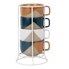 LOT DE 4 TASSES ET SUPPORT COURBA 25CL