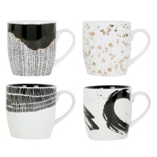LOT DE 4 TASSES A THES NOIR ET BLANC 30CL