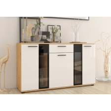 BUFFET SALSA.WH20 3 PORTES ET 1 TIROIR BLANC ET CHENE ARTISAN