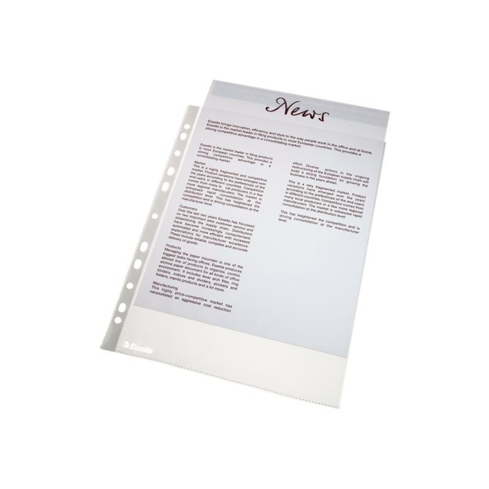 Sachet de 50 pochettes perforées en polypropylène 5-100ème aspect lisse  format A4