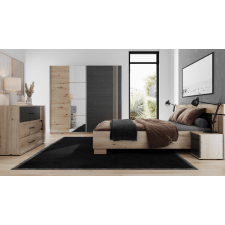 CHAMBRE A COUCHER COMPLETE KYARA 160X200CM CHENE ET GRIS GRAPHITE