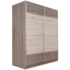 ARMOIRE COULISSANTE KSENIA CHENE CLAIR ET CHENE BRUN TAUPE