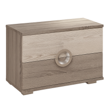 TABLE DE CHEVET KSENIA 2 TIROIRS CHENE CLAIR ET CHENE BRUN TAUPE