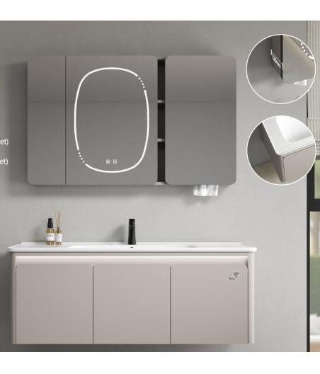 MEUBLE SALLE DE BAIN SIMPLE VASQUE AVEC MIROIR LED GOYAVE120