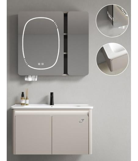 MEUBLE SALLE DE BAIN SIMPLE VASQUE AVEC MIROIR LED GOYAVE80