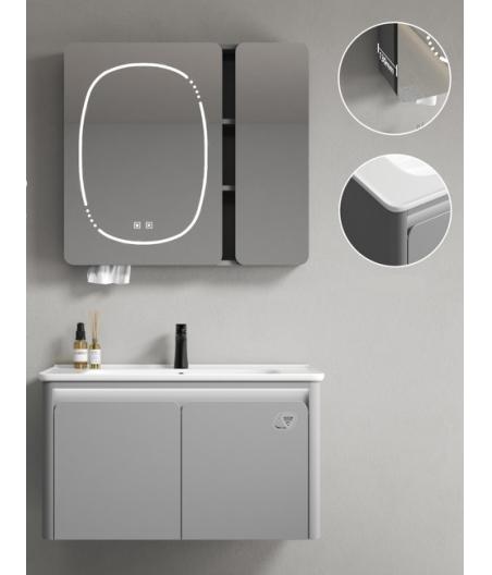 MEUBLE SALLE DE BAIN SIMPLE VASQUE AVEC MIROIR LED MALEZI80