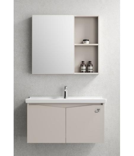 MEUBLE SALLE DE BAIN SIMPLE VASQUE AVEC MIROIR LED SOULOU80