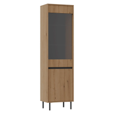 VITRINE OSAKA CHENE EVOKE 2 PORTES AVEC PIEDS NOIRS