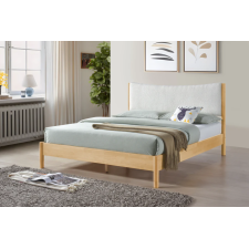 LIT MALYN140 140X190 BOIS CLAIR ET TETE EN TISSU MICROFIBRE