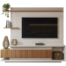 MEUBLE TV ISTAMBUL 904272 BLANC BRILLANT ET BOIS