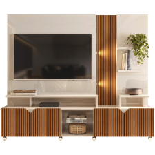 MEUBLE TV CROSS 903763 BLANC BRILLANT ET BOIS