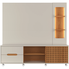 MEUBLE TV MURAL BRISE 904275 BLANC ET BOIS NATUREL