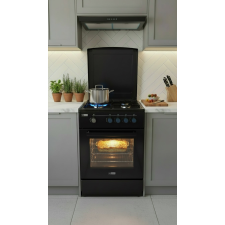 CUISINIERE NEOLUX CGNLX5540NOI 4 FEUX GAZ ET FOUR GAZ 50X50 AVEC COUVERCLE NOIR
