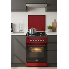CUISINIERE NEOLUX CENLX5540ROU 4 FEUX GAZ AVEC FOUR ELECTRIQUE AVEC COUVERCLE ROUGE