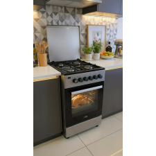 CUISINIERE NEOLUX CENLX5540GR 4 FEUX GAZ+ FOUR ELECTRIQUE AVEC COUVERCLE GRIS