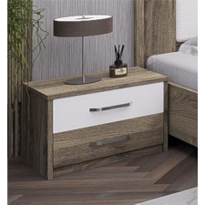 TABLE DE CHEVET PROMO - 2 TIROIRS - CHENE/BLANC