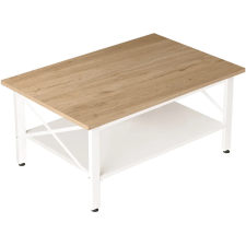 TABLE BASSE MA2-SW - 2 NIVEAUX DE RANGEMENT - BLANC/BOIS