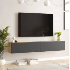 TABLE TV SUSPENDU FR8-A - 2 COMPARTIMENTS AVEC PORTES - CHENE