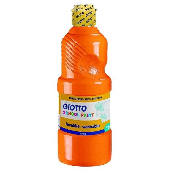 GIOTTO GOUACHE SCHOOL PAINT ULTRA LAVABLE - FLACON 500 ML - ORANGE
