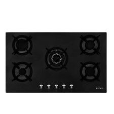 PLAQUE DE CUISSON A GAZ EVOLU EVL-BH90-BLG 5 FEUX AVEC WOK 90CM NOIR VITREE