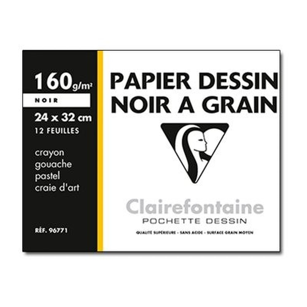 Clairefontaine - pochette papier à dessin - 12 feuilles - 24 x 32