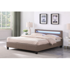 LIT LED SL9544/160/LIGHTBROWN 160X200 AVEC SOMMIER MARRON CLAIR