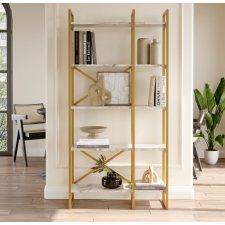 BIBLIOTHEQUE VG4-GE EFFET MARBRE BLANC ET METAL DORE