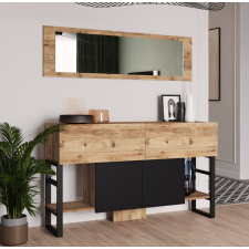 CONSOLE D'ENTREE ML25A BOIS CLAIR ET METAL NOIR