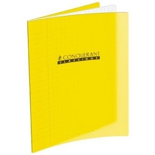 CAHIER GRANDS CARREAUX 192 PAGES 170x220 POLYPRO JAUNE CONQUERANT 